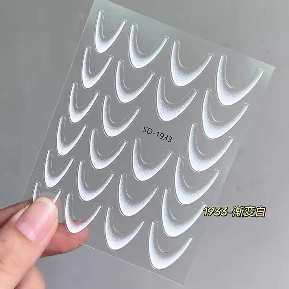 2Sheets French Gradient Line Nail Art Stickers 3D Self-Adhesive White+Black Slider Design Stencil Manicure Guides DIY Nail Decor 5