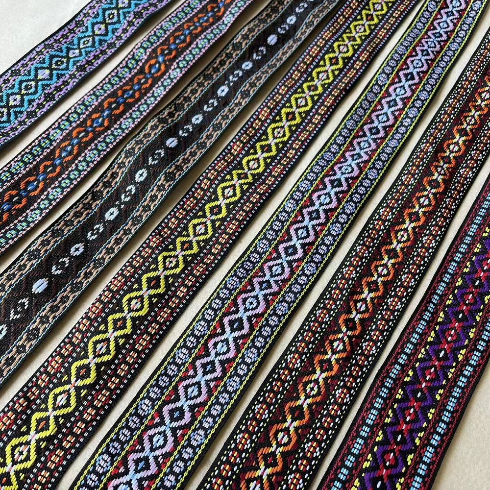 10yards/lot wide 5cm Woven Jacquard Ribbon Geometric ethnic style For Clothing Straps accessory LS-799