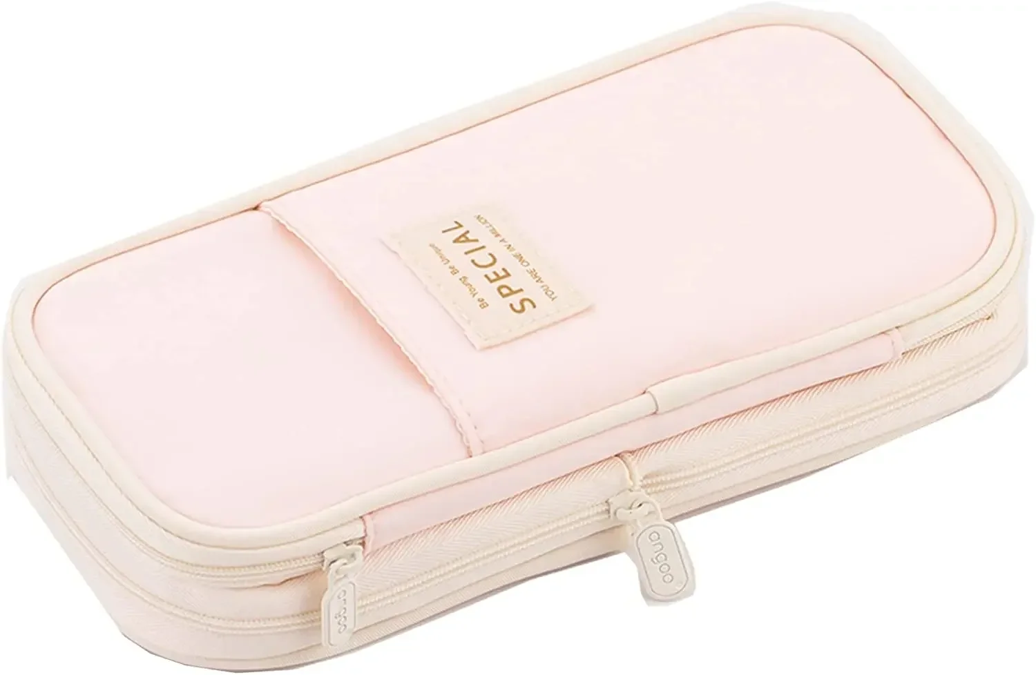 Adorable Double Layer Macaron Canvas Pencil Case for Girls - Large Capacity Kawaii Stationery Pouch