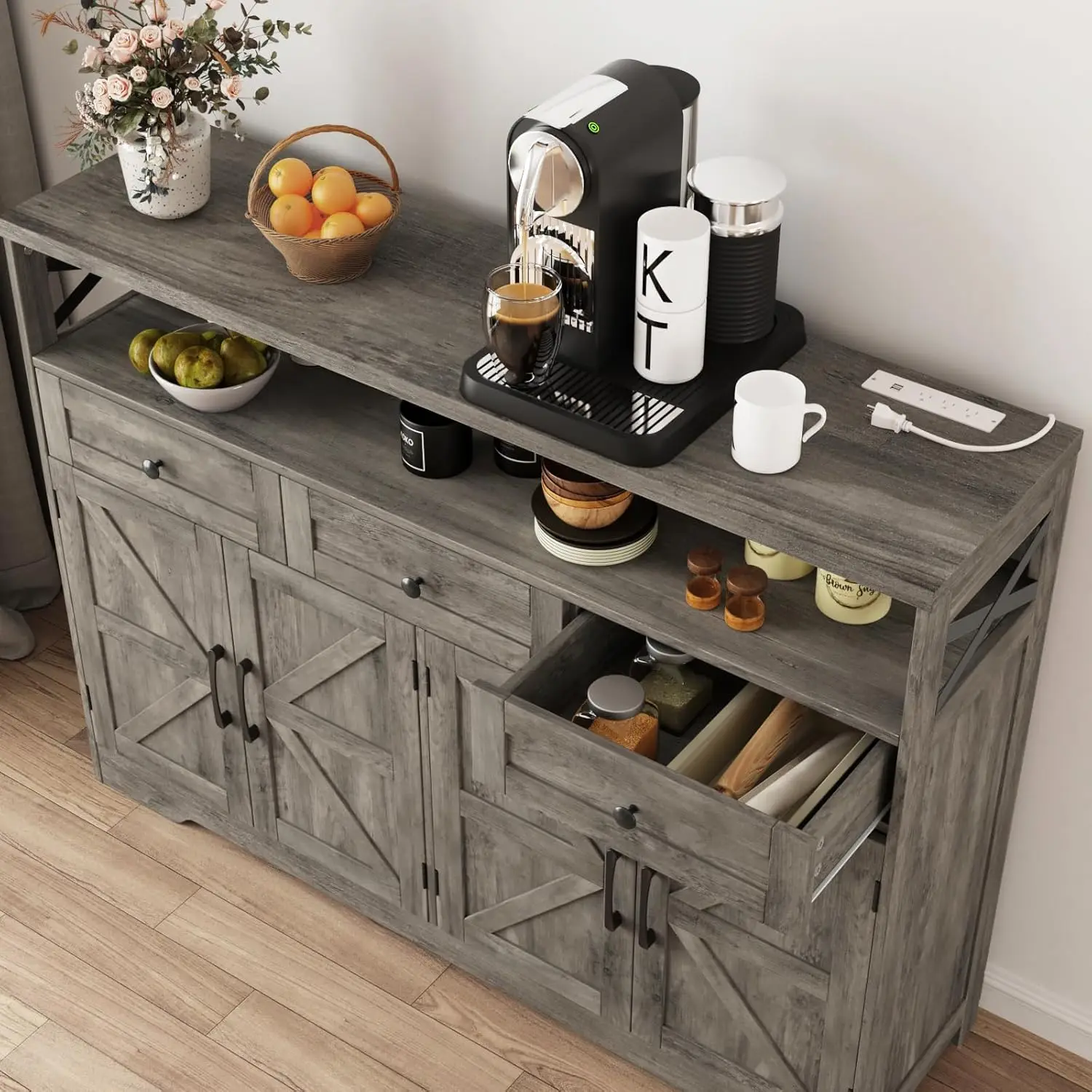 Vabches Farmhouse Buffet Cabinet 5