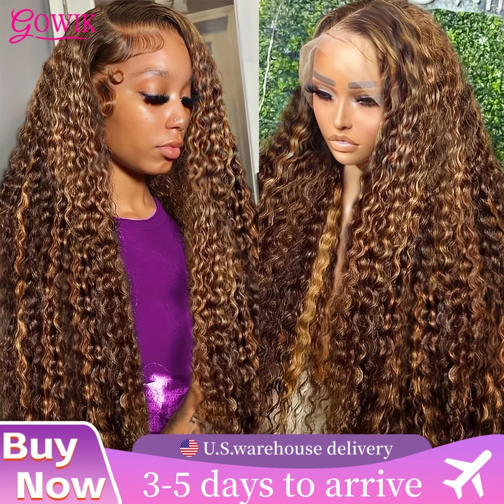 Perruque Lace Frontal Wig naturelle ondulée à reflets, cheveux humains, densité 250%, 13x6, 13x4, HD, couleur ombré, blond miel, pour femmes