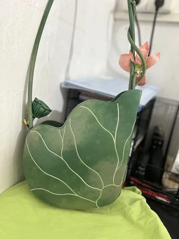 JIAERDI Chinese Style Embroidery Green Messenger Bag Wallet Women Harajuku Lotus Shoulder Bags Ladies Ancient Hanfu Handbag Chic