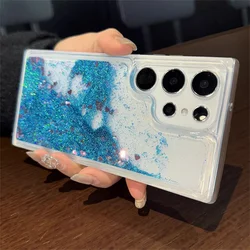 Luminous Bling Glitter Quicksand Phone Case for Galaxy S23Ultra (Blue)