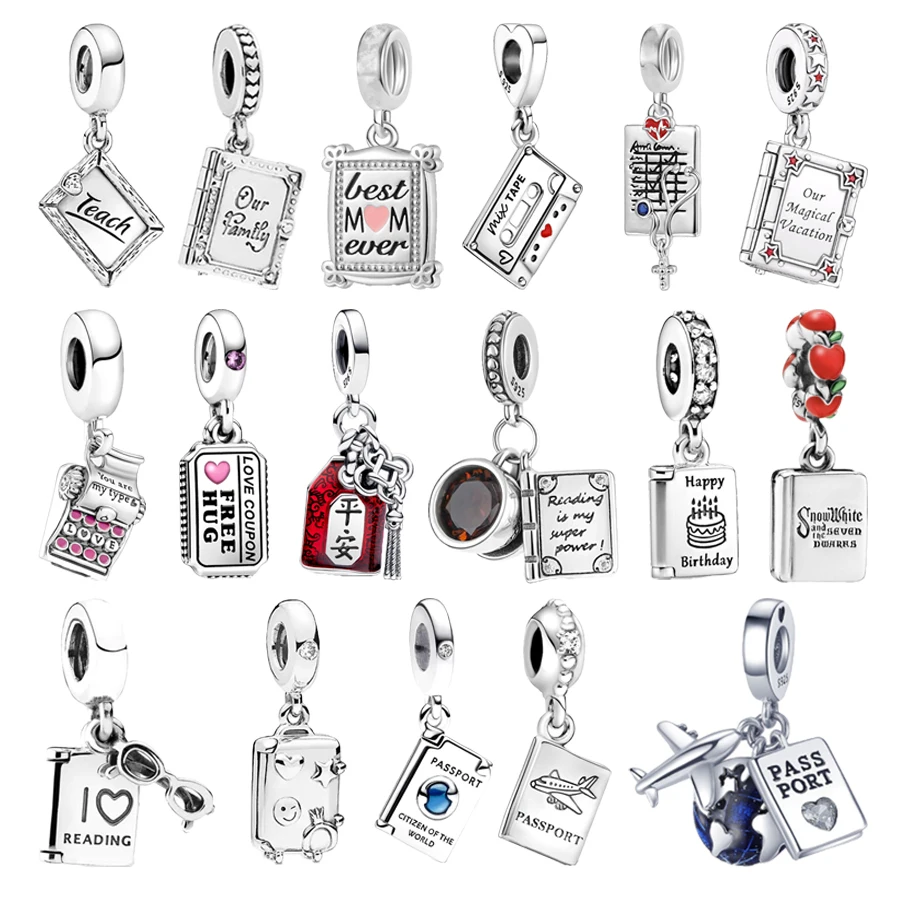 Passport Trunk Tape Birthday wishes Dangle Charm Bead Fit Original 925 Sterling Silver Bracelet DIY Jewelry Gift beads charms charm jewelry sterling silver jewelry charm bead silver charm bracelet sterling silver beads beads jewelry silver charm bead sterling silver beads charm bead jewelry making