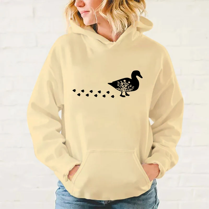 y2k hoodies New Autumn And Winter Fashion Long Sleeve Funny Duck Printed Hoodies Casual Loose Sweatshirt