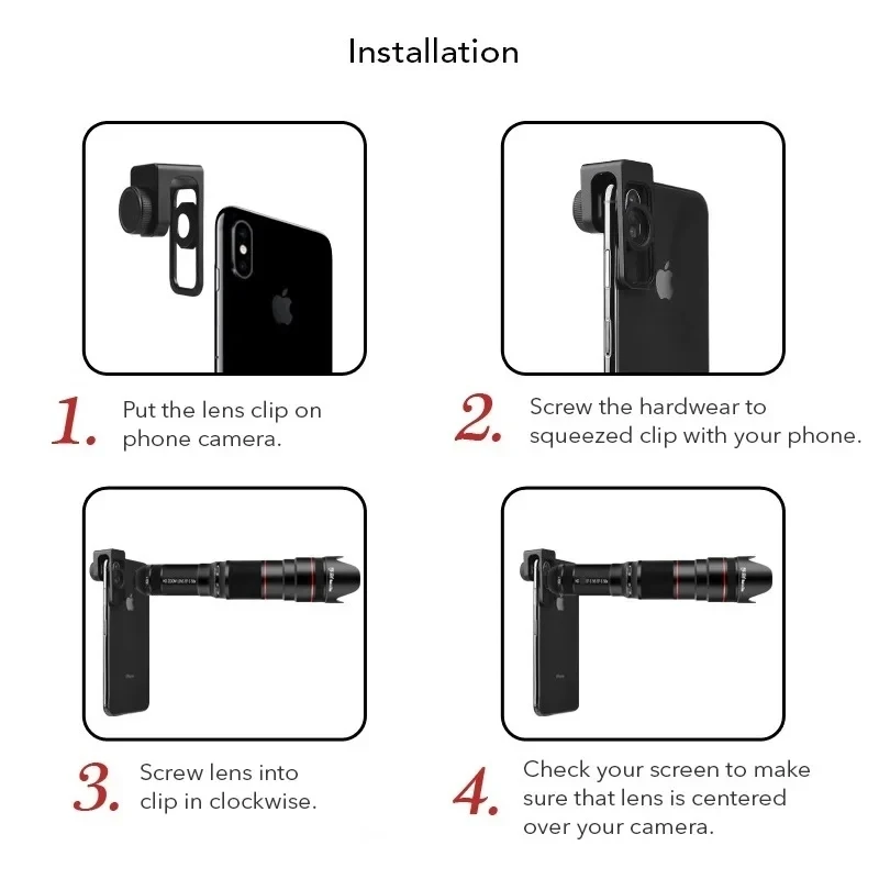 Objectif Longue Focale 36X Pour Smartphones, Téléobjectif HD Avec
