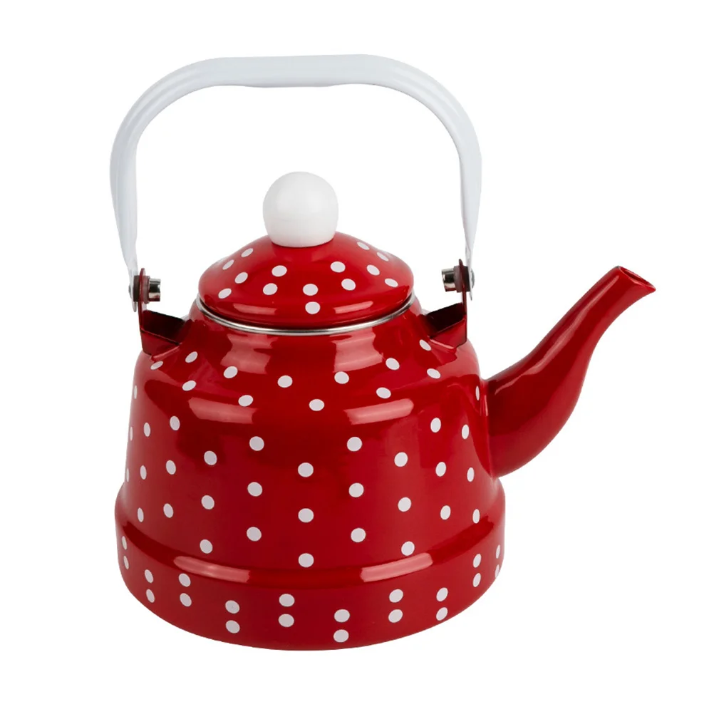 

Enamel Kettle Red Polka Dot Durable Heating Water Kettle Lovely Enamel Teapot Kitchen Teapot Metal Tea Kettle For Home
