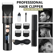 

Electric Hair Clipper Rechargeable Hair Trimmer Titanium Ceramic Blade Salon Men Hair Cutting Barber Machine LCD Display