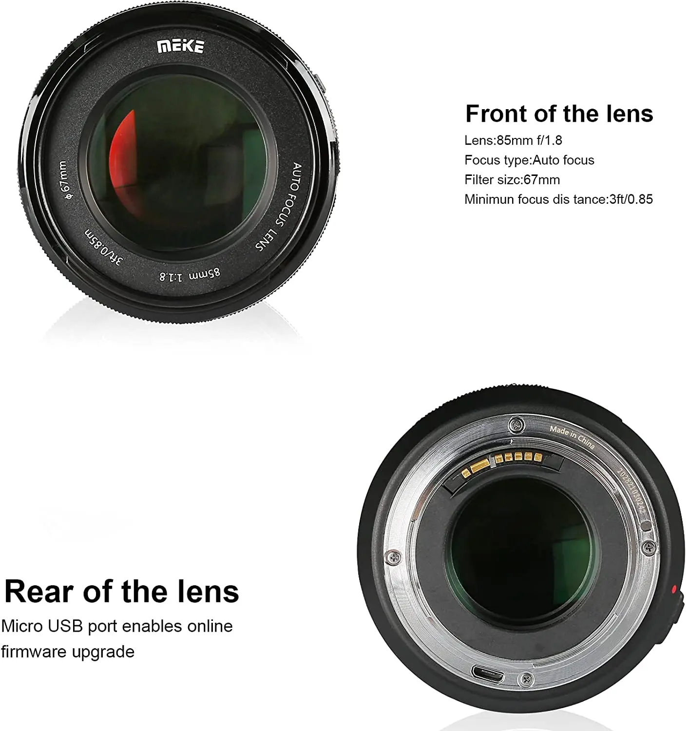 Meike 85mm F1.8 Full Frame Auto Focus Portrait Prime Lens for Canon EOS EF Mount Digital SLR Cameras 1300D 600D200D 6D 5D 450D 2