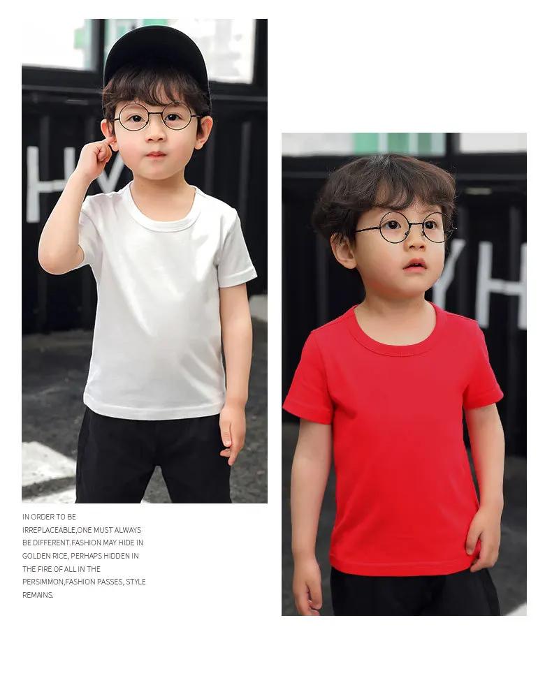 Summer Kids Short Sleeve T-Shirt Toddler Girls Cotton Colour Plain Tee Crewneck Boys T-Shirts Solid Tee Summer Children Clothes essential t shirt