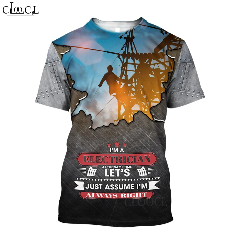 

HX Newest Unisex T-Shirt Men Streetwear Newest Popular Electrician 3D Print Harajuku Short Sleeve Casual Pullover Drop Shipping