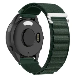 Breathable Alpine Nylon Strap for Smartwatches - 20/22mm Adjustable Bracelet Band (Army - green shiny)
