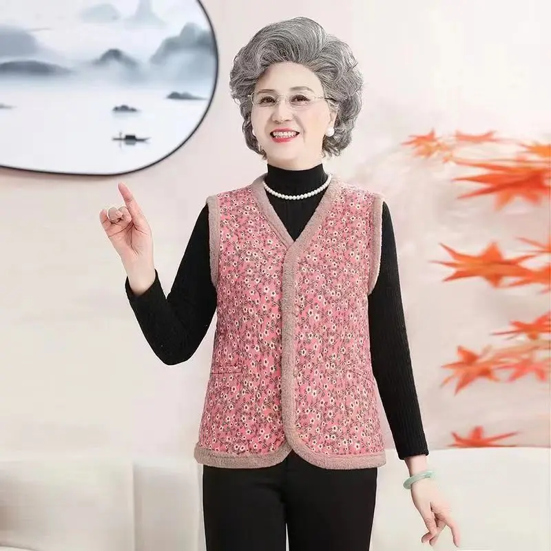 Pink flower (anti-rabbit fur female vest p)