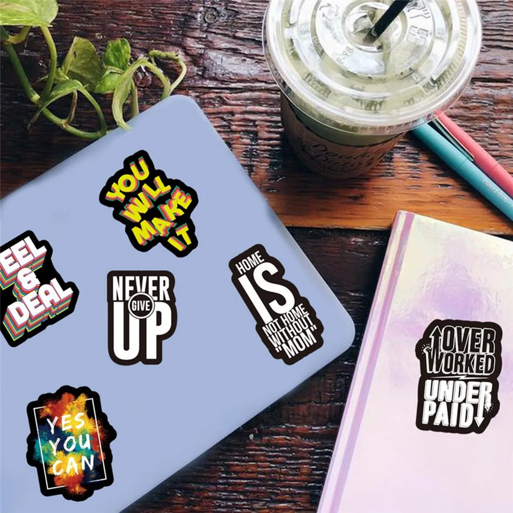 10/50pcs Inspirational Encourage Stickers Motivational Phrases Quotes Cool  Laptop Notebook Stationary Diary Vinyl Sticker Kids - AliExpress