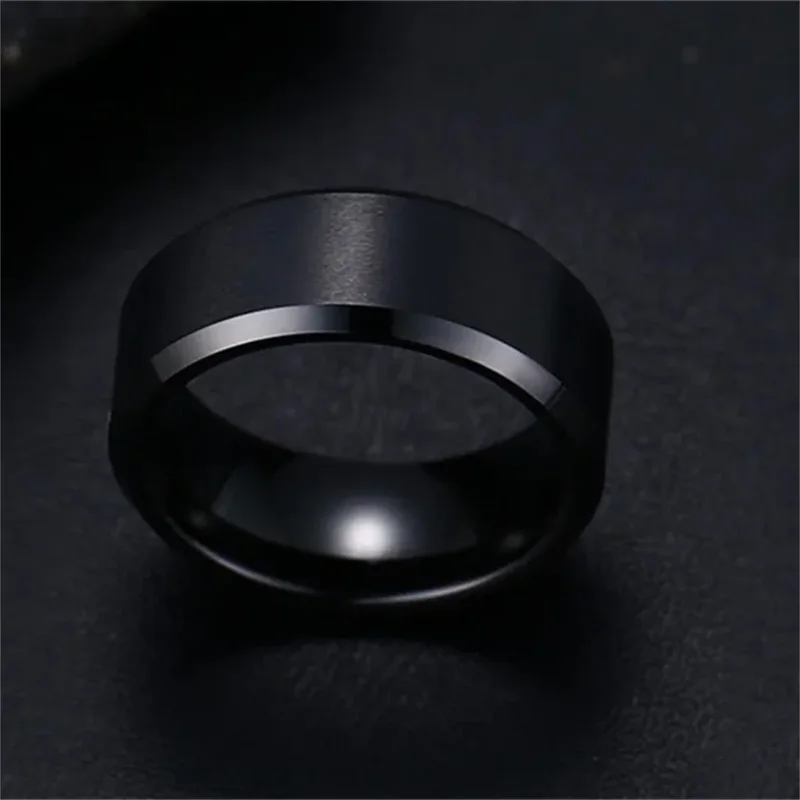 Charm Jewelry Ring for Men Women Stainless Steel Black