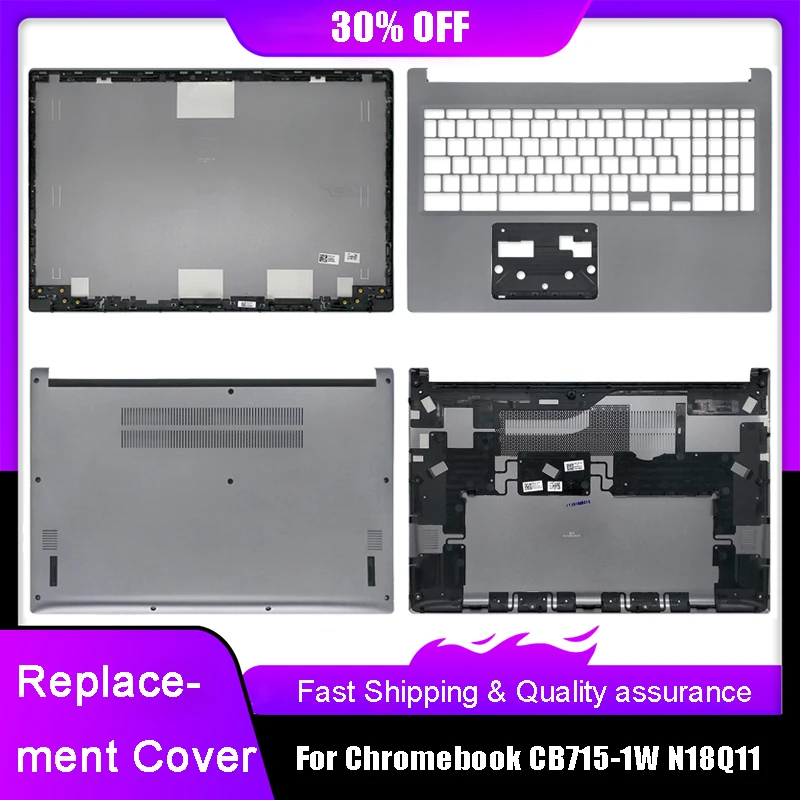 

Новинка, задняя крышка для ноутбука, ЖК-дисплей для Acer Chromebook CB715-1W N18Q11 Series, подставка для рук, Верхняя Нижняя часть, задняя крышка для замены, серый цвет