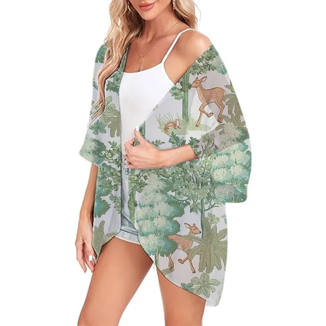 Kimono Donna Sexy Cardigan Estivo - Manica Corta, Bottoni, Copricostume Da Spiaggia - Foto 11