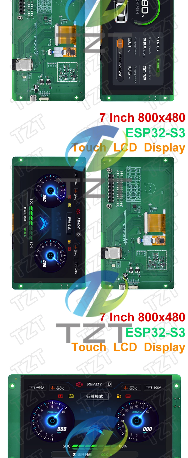 7,0 Zoll 800x480 Kapazitiver Touchscreen LCD-Display mit RGB-Schnittstelle ESP32-S3 Modul mit Integriertem 16MB SPI Flash & 8MB PSRAM – Detail 5