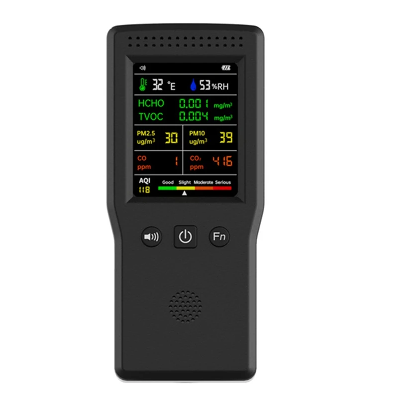 

T50 9 In 1 Air Quality Monitor LCD Display High Precision PM2.5 PM10 HCHO TVOC CO CO2 AQI Temperature Humidity Meter