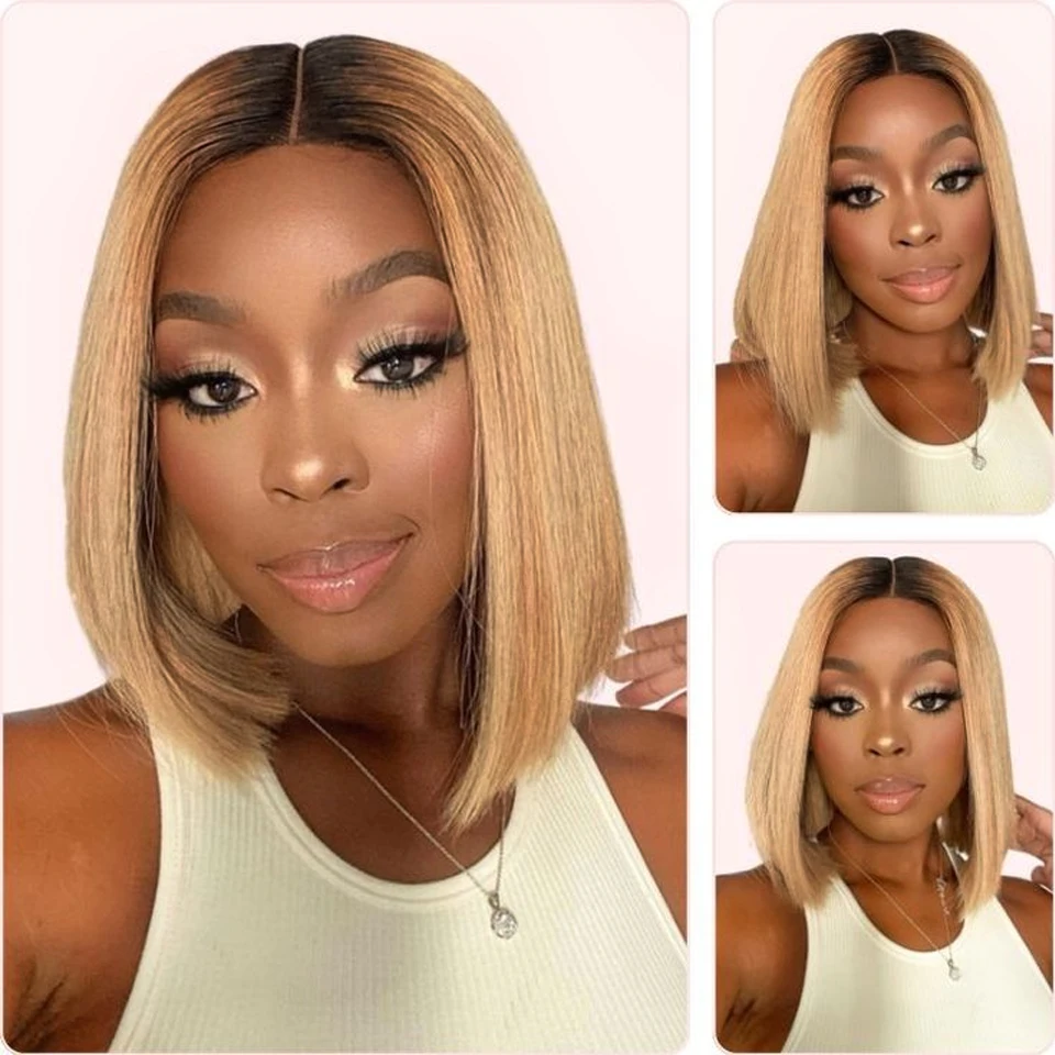 Blond 613 Straight Short Cut Bob Lace Front Human Hair Wigs For Black Women 180% Density Cheap Colored Brazilian Hair Wigs Pink