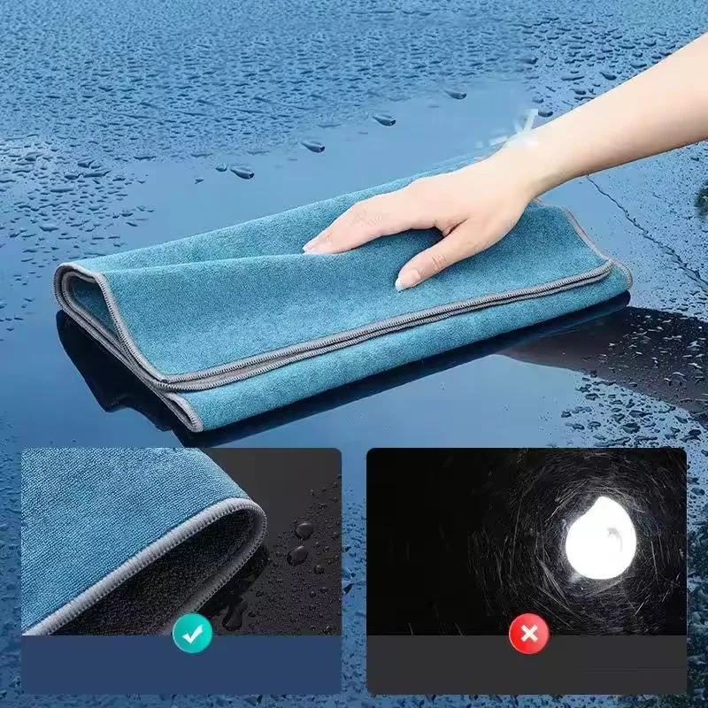 마이크로화이버 청소 타월 두꺼운 부드러운 건조용 천 자동차 바디 세척 타월 이중 레이어 클린 래그 자동차 액세서리