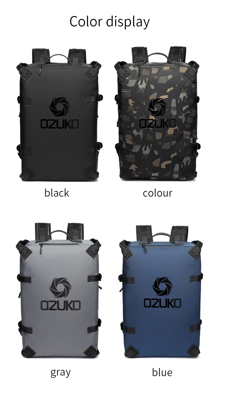 Neouo Single Main Compartment Waterproof Travel Backpack Display in Various Colors