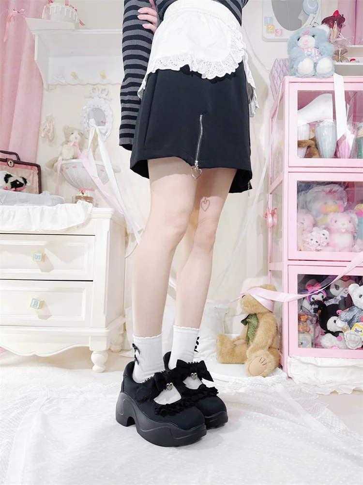 봄 Rilei Gururu 원래 달콤한 소녀 싱글 신발 얕은 입 봄/여름 로리타 소녀 레이스 보우 스포츠 신발