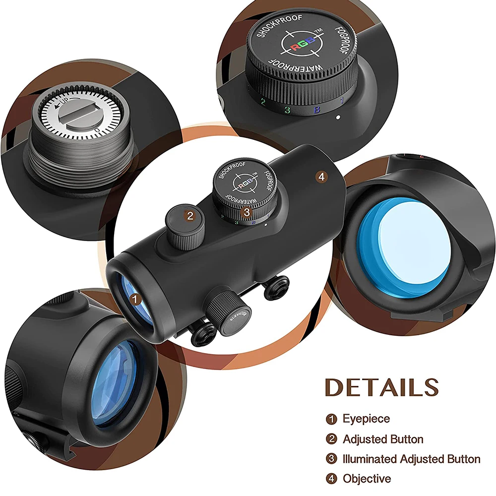 Red Dot Sight Rifle Scope Holographic Collimator 1x30mm Red Dot Sight Tactical Red Green Blue Dot Collimator Reflex Sight Hunting Optics Rifle Scope for 11/20mm Rail Mount