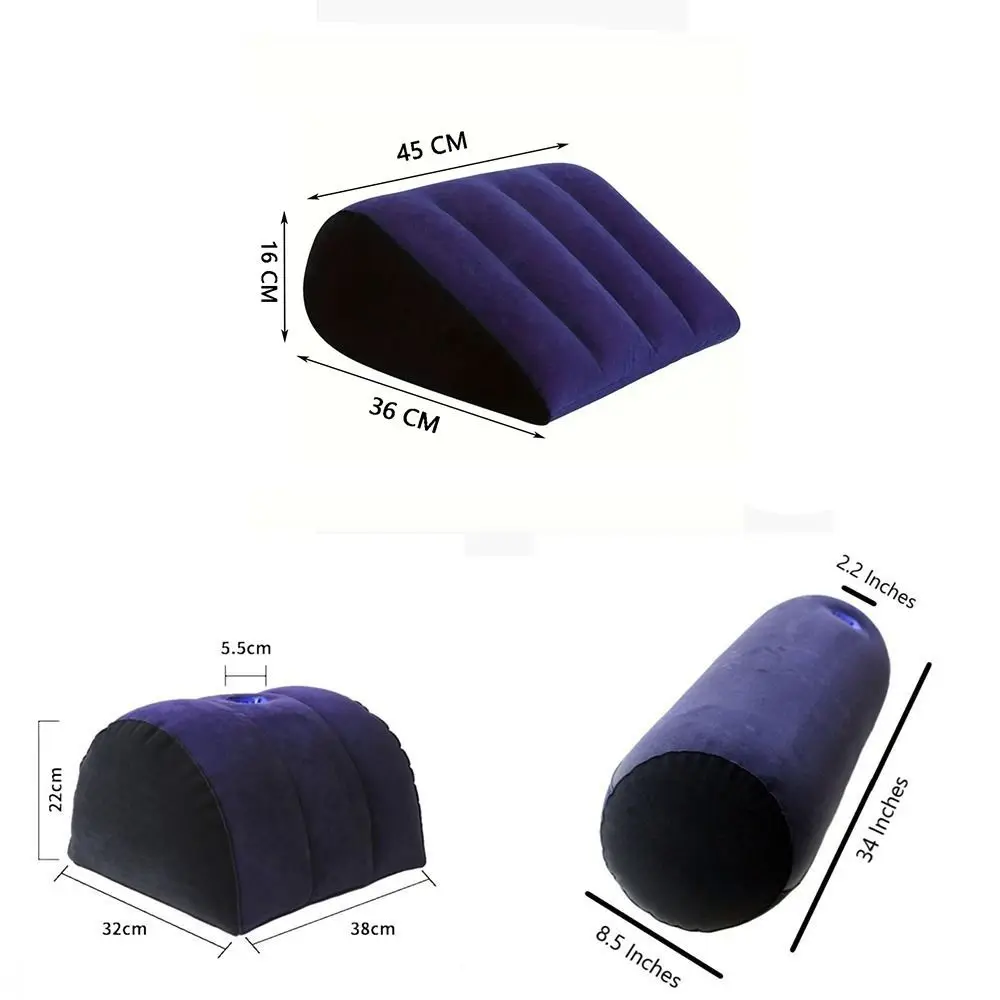 New PVC Flocking Silicone Pillow Blue+Black Triangle Cylinder Wedge Inflatable Pillow Soft Inflatable Relax Cushion Home 6