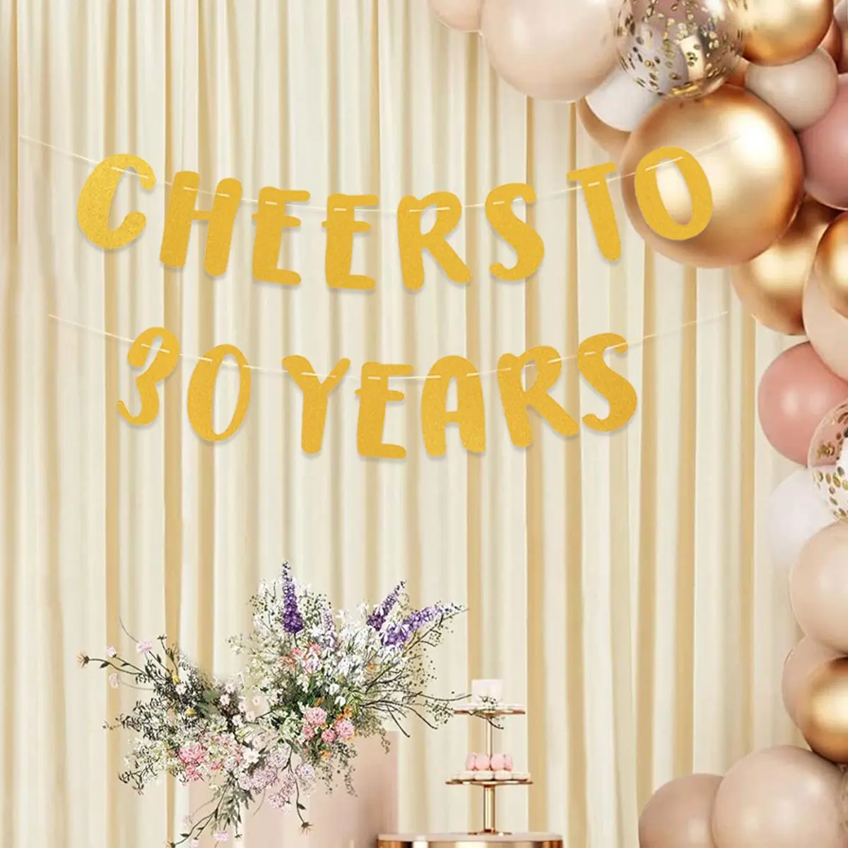 40Pcs Happy 1st Birthday Banner Bunting Flags Gold And Black Glitter - View #7