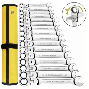 8pcs 72-Tooth Durable Ratchet Wrench Set Metric 8-19mm Multi-Function for Garage Home DIY Repair Maintenance Ideal Party Gift 1