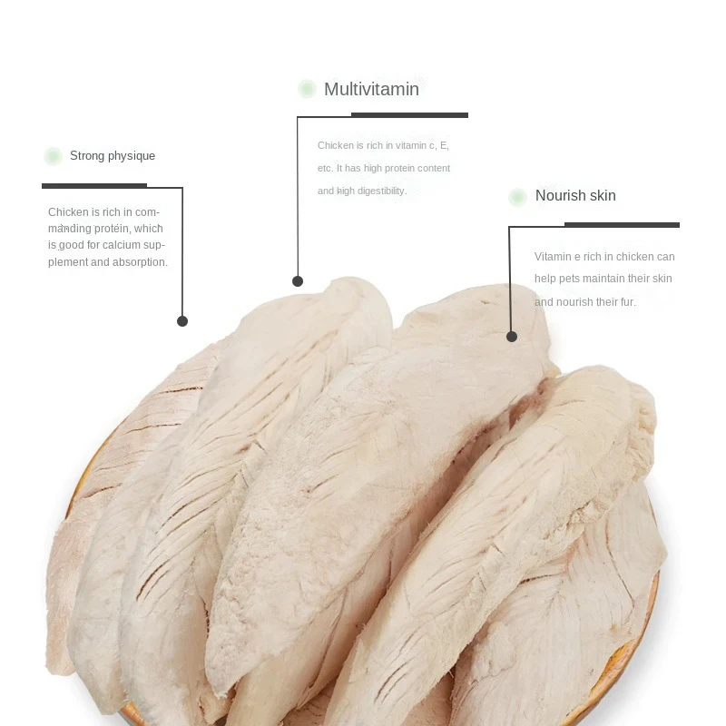 Pet freeze-dried snacks freeze-dried chicken small breast fattening hair gills whole piece of chicken breast cat dog freeze-drie