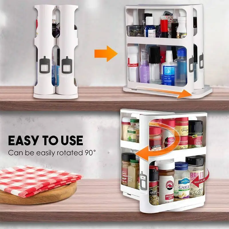 Multifunctional Storage Rack Rotating Shelf Double-layer Cabinet Medicine  Organizer Kitchen Shelf Spice Rack Food Storage Box - Storage Holders &  Racks - AliExpress