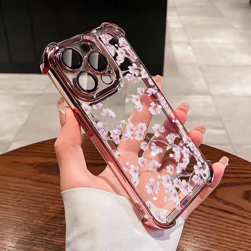 Luxury Night White Rose Cherry Blossom Phone Case - Artistic Painting Cover