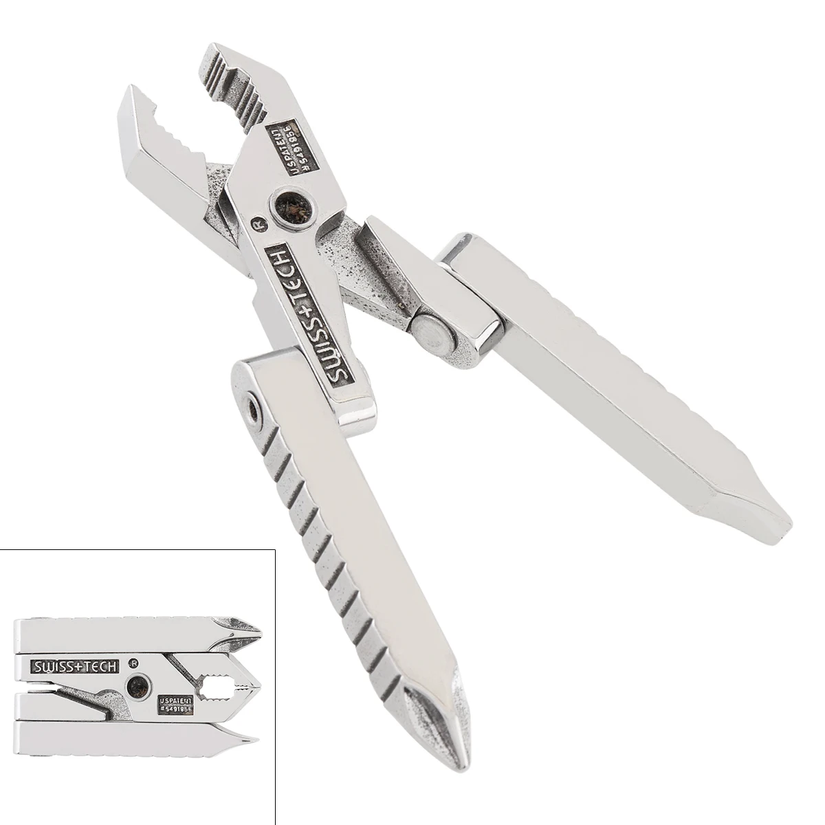

Universal Mini 420 Stainless Steel Foldable Plier Clamp with Straight Screwdriver and Cross Screwdriver Keychain Tool