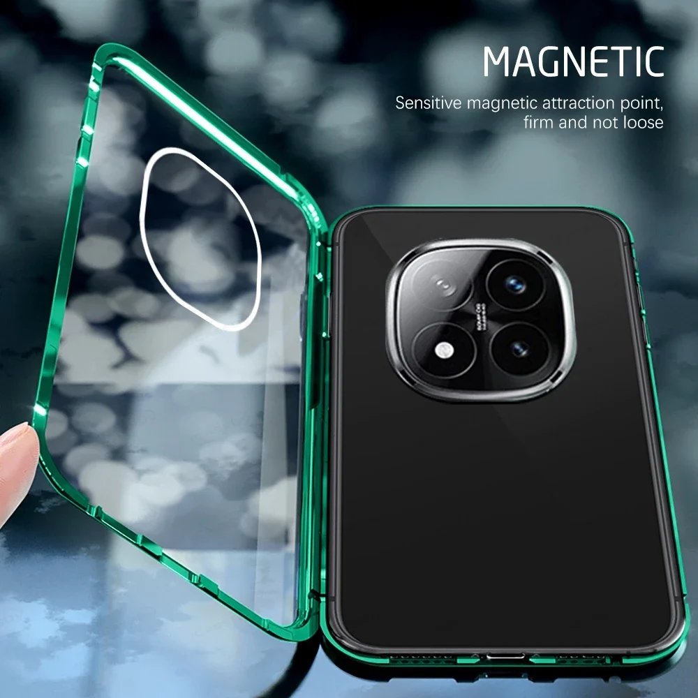360 Full Body Clear Double-Sided Glass Magnetic Shockproof Metal Phone Case