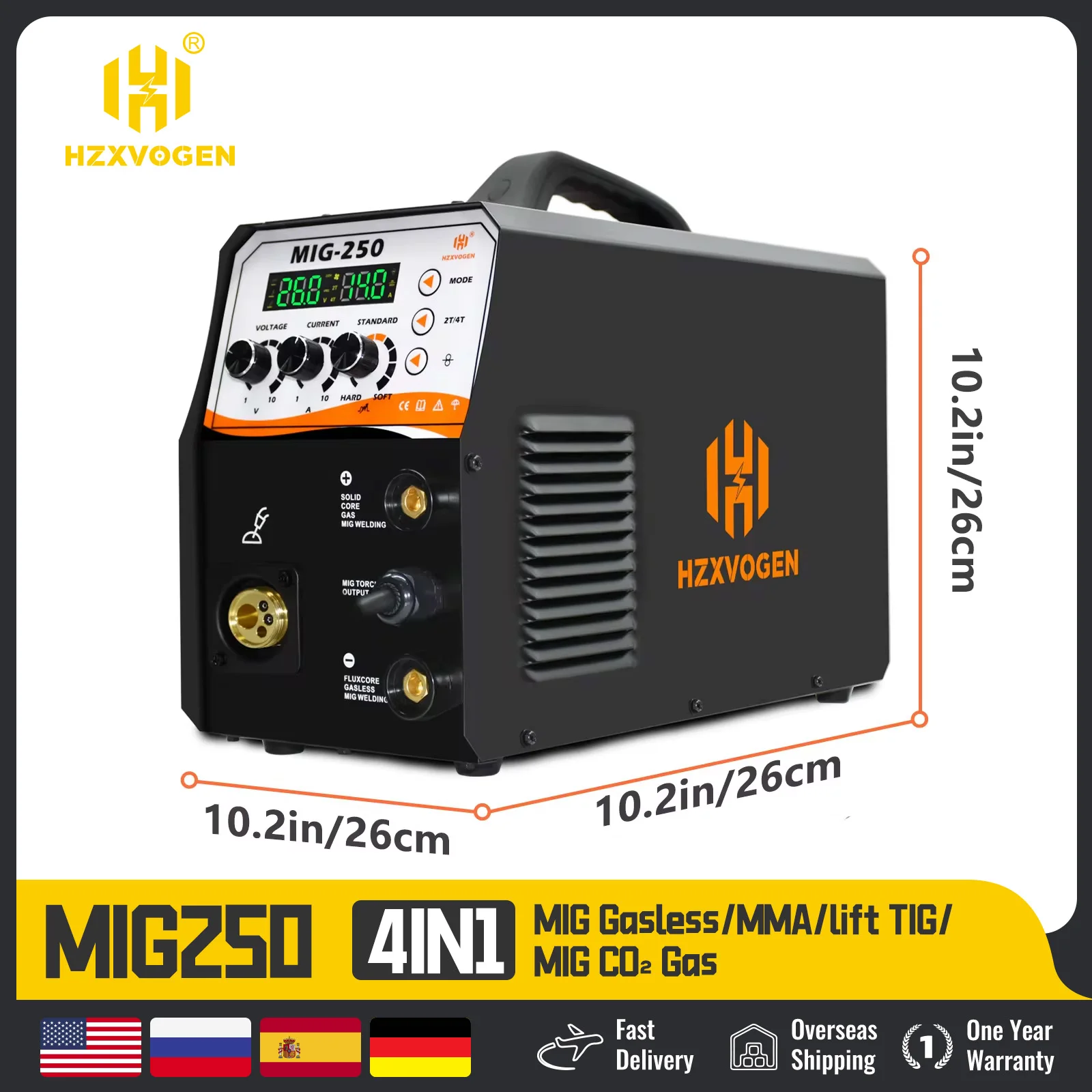 Welding Welders HZXVOGEN MIG Welding Machine Semi-Automatic Argon Welding 4 in 1 Tig Mig Mini Inverter MIG-250 160 A