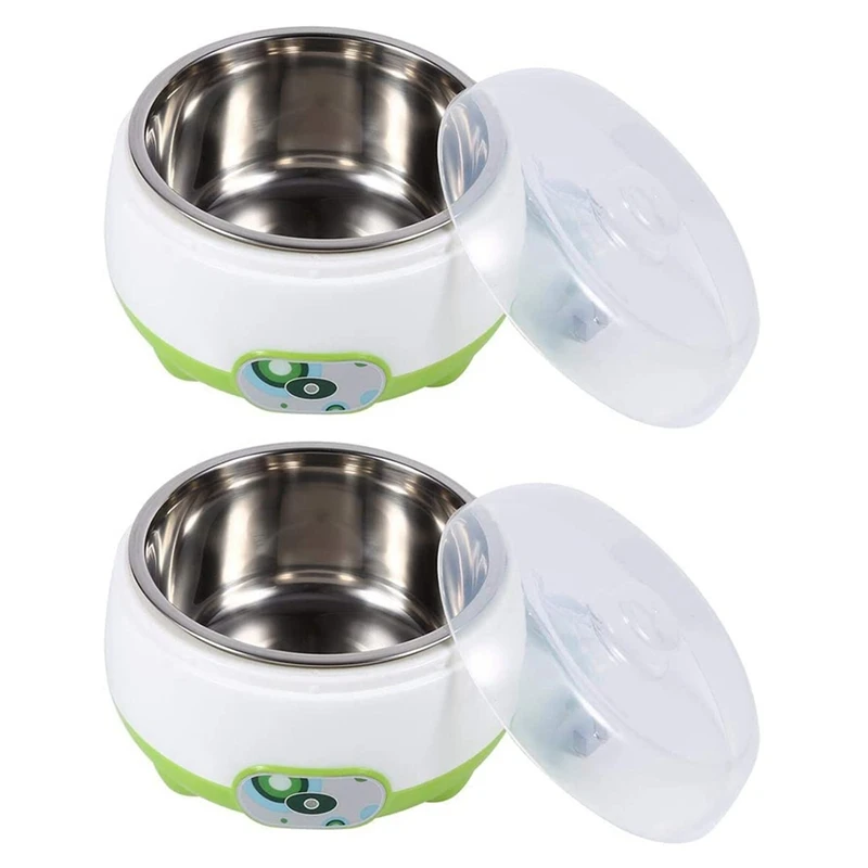 2X Yoghourt Machine, Automatic Stainless Steel Liner Yogurt Maker Machine Home DIY Yoghourt Container, EU Plug
