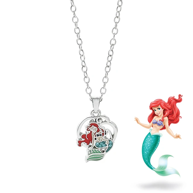 Collier La Petite Sirène Disney, Princesse Ariel, Pendentif en Métal Émail,  Bijoux de Cou, Cadeaux Mignons pour Fille - AliExpress