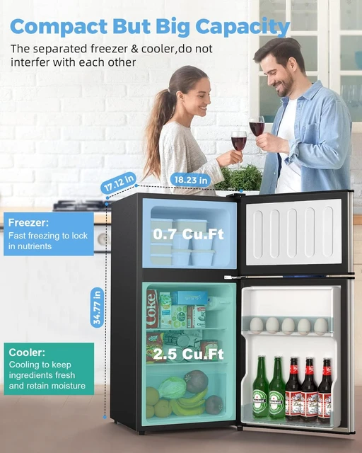 3.2 Cu. Ft 2-Door Compact Refrigerator Mini Fridge Freezer Cooler