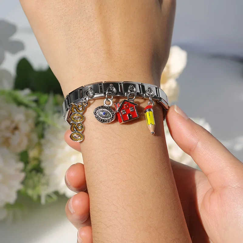 Charm Bracelet 9mm Width Original Daisy House Bees Eye Butterfly Italian Charm Fit Bracelet Stainless Steel Jewelry Making
