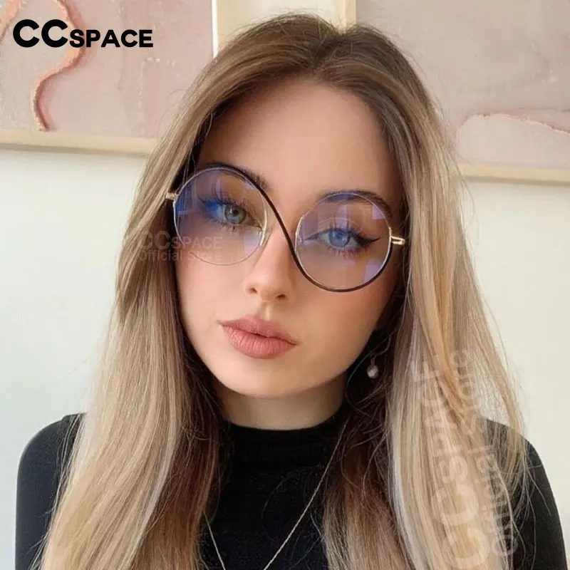 Eyeglasses Frames 54042 Round Half Frame Women Anti Blue Light Metal Optical Glasses Frames Fashion Computer Eyeglasses