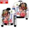 Custom Name Puerto Rico Boricua Country Tattoo Retro Vintage 3DPrint Casual Funny Sportswear Windbreaker Winter Bomber Jacket A1 2