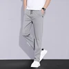 2024 Summer Men's Casual Pants Thin Soft Sports Zip Pocket Korea Grey Black Elasticity Lace-up Waist Jogging Work Trousers Male 4