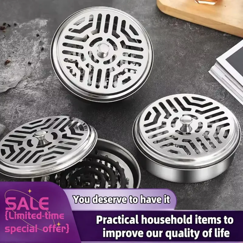 Iron Mosquito Coil Holder Box with Cover for Household