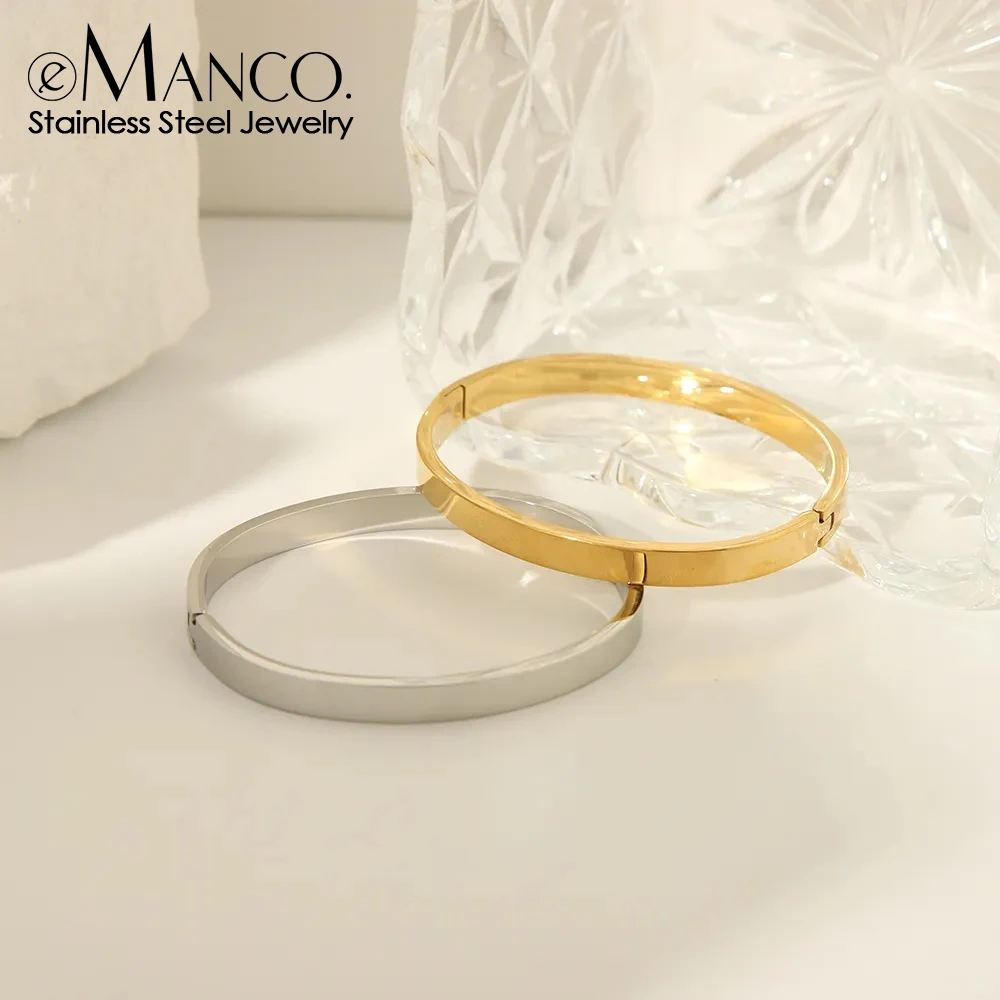 eManco 4/6mm Stainless Steel Glossy Bracelet Adjustable Couple Ladies Jewelry Decoration Gift Ladies Accessories