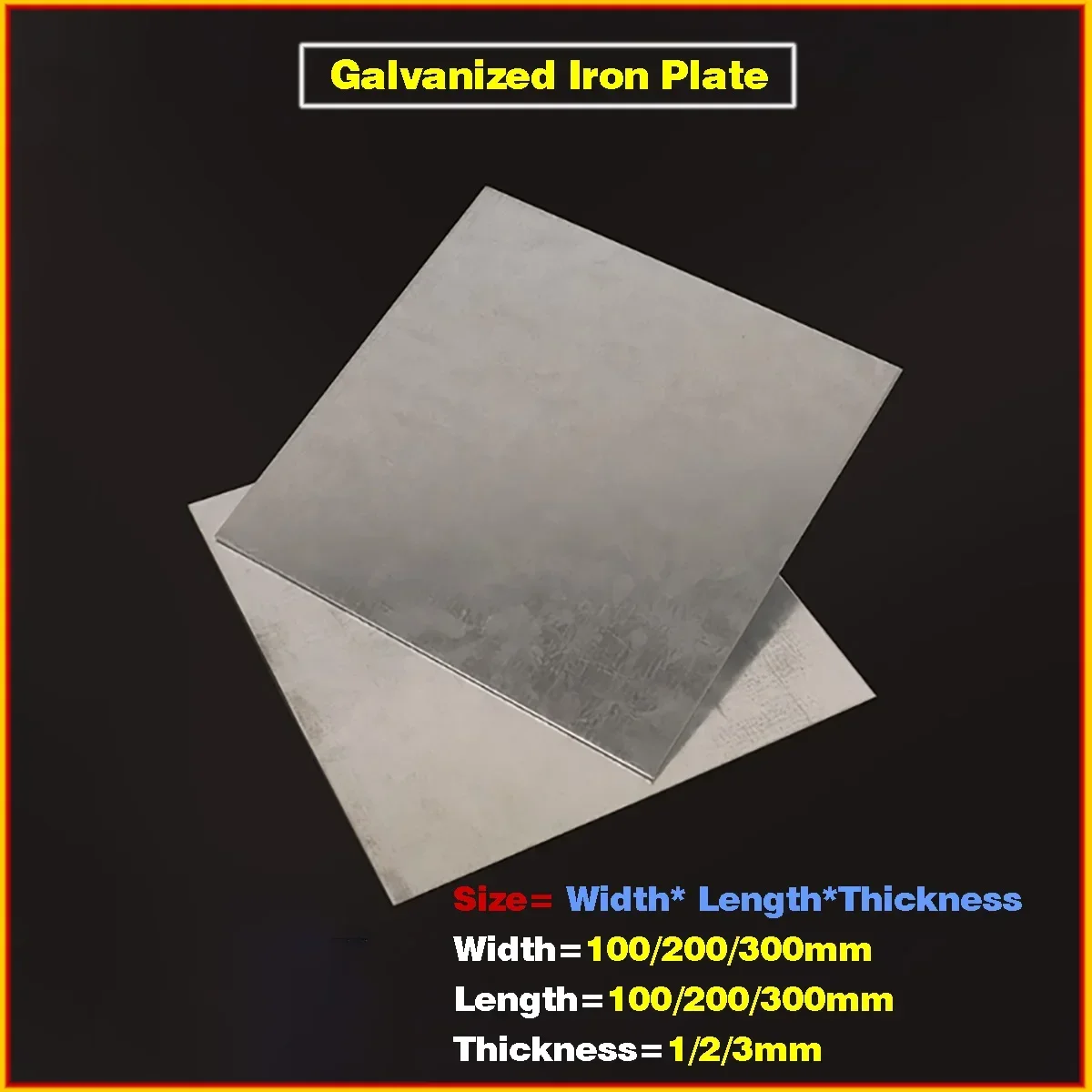 Verzinktes Eisenblech 1mm 2mm 3mm Dick Quadratische Platten 100x100 bis 300x300mm für Fertigungszwecke – Detail 1