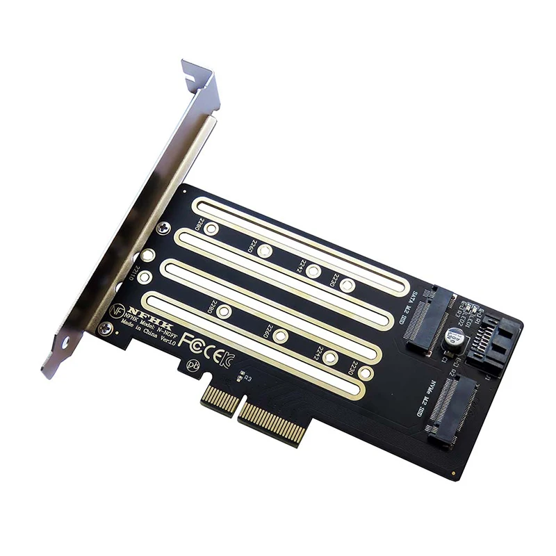 1pc NVMe M.2 SSD To PCIe 3.0 4.0 x4, SATA M.2 SSD To SATA dual-purpose Adapter With Bracket