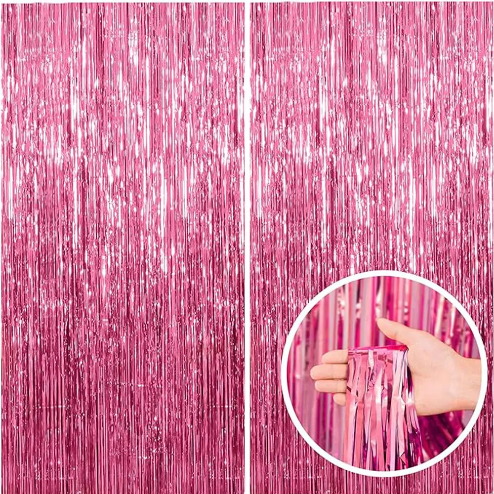 Birthday Party Supplies Birthday Background Supplies Birthday Backdrop Decoration Photography Backdrops 2 M Party Backdrop Curtains Glitter Pink Tinsel Fringe Foil Curtain Birthday Wedding Party Decoration Adult Anniversary Decor