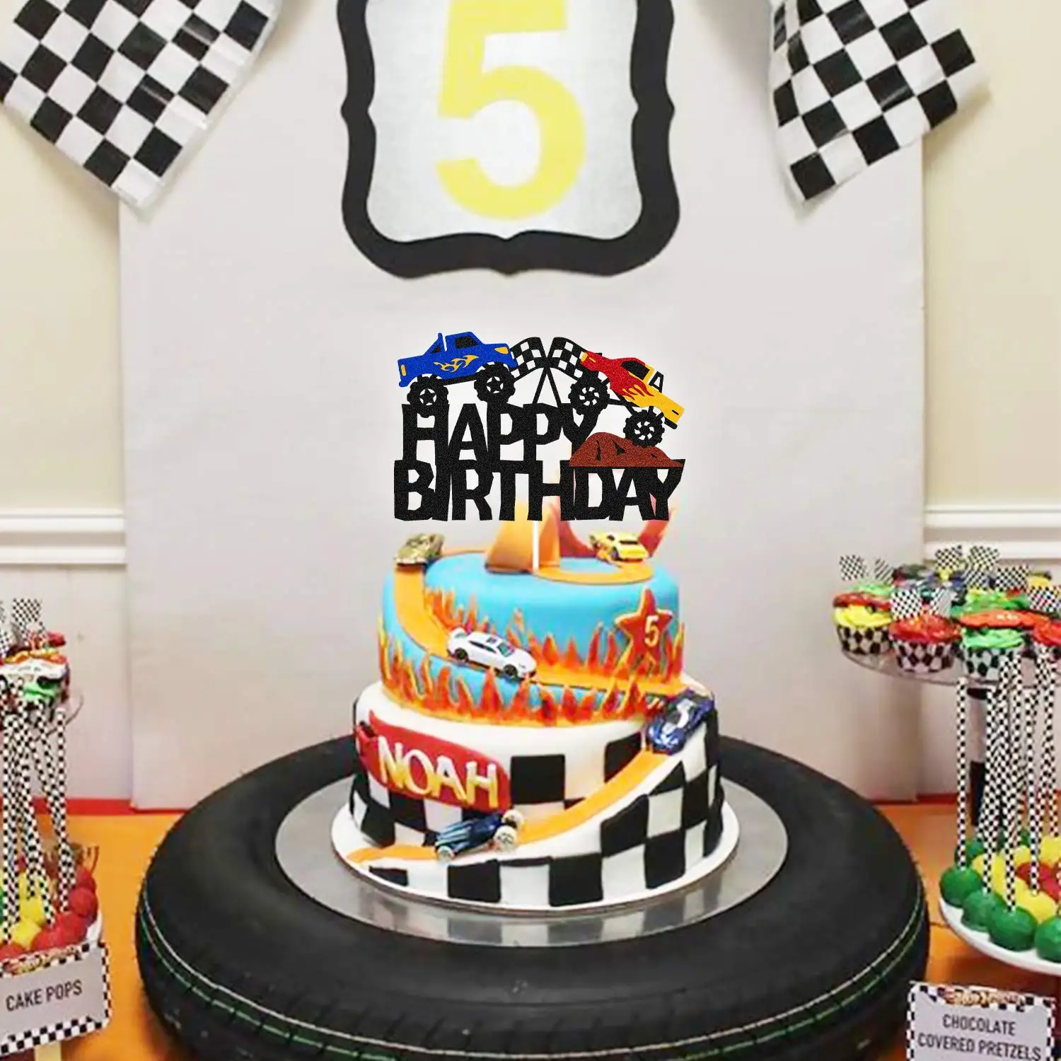 Monster Truck Birthday Cake Topper Monster Truck Themed Birthday Party Decorations Supplies Race Car Baby Shower Cake Decoration